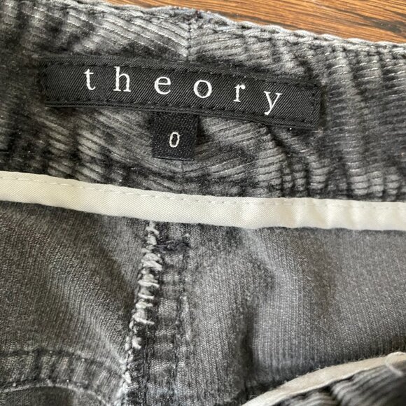 Theory Distressed Gray Corduroy Flare Pants-Size 0 - Picture 3 of 9